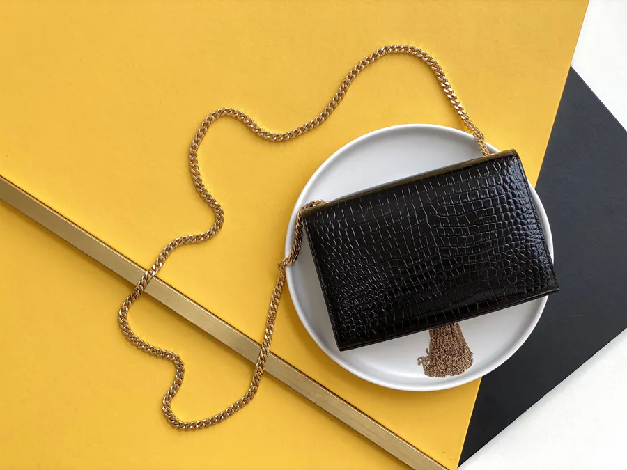 YSL Saint Laurent Premium Original Calfskin Chain Clutch