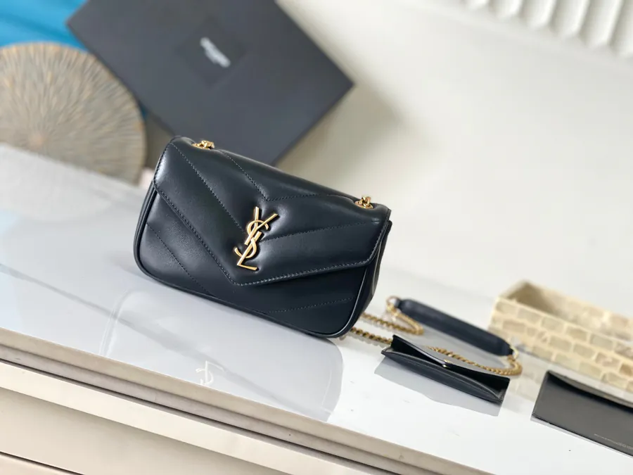 LouLou Mini Envelope Bag Soft Lamb Leather with Chevron Quilting