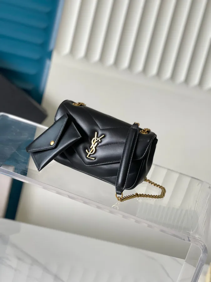 LouLou Mini Envelope Bag Soft Lamb Leather with Chevron Quilting