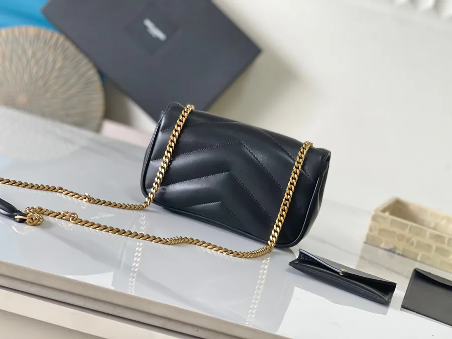 LouLou Mini Envelope Bag Soft Lamb Leather with Chevron Quilting