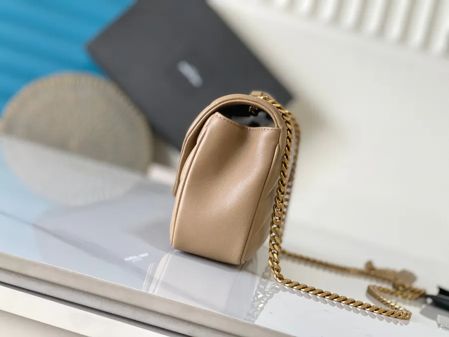 Lou Lou Mini Wallet with Grained Lambskin and Crosshatch Stitching