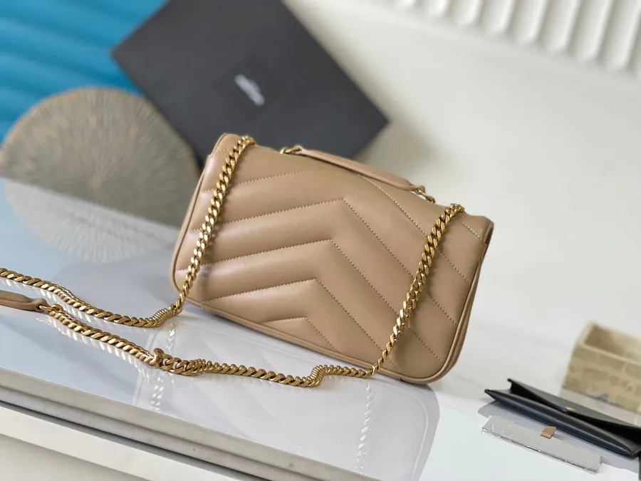 Lou Lou Mini Wallet with Grained Lambskin and Crosshatch Stitching