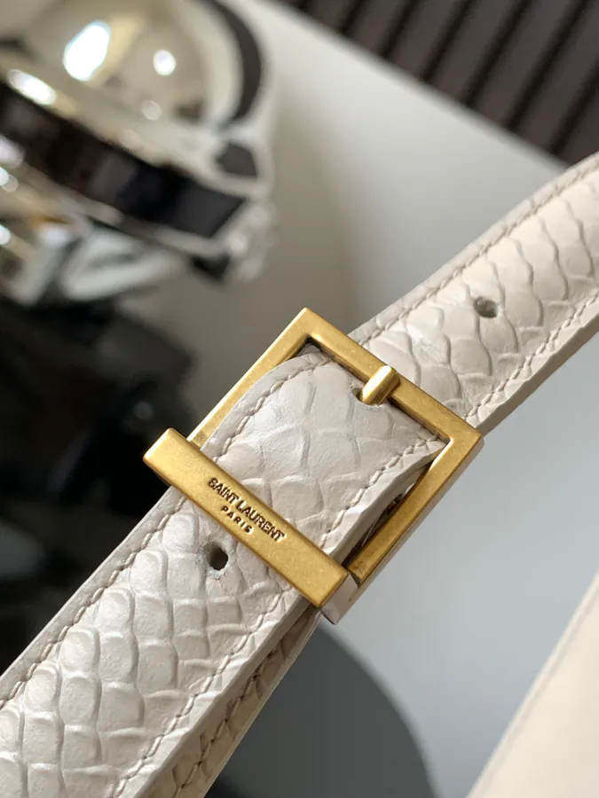 YSL Saint Laurent腋下包 657228浅杏蛇纹金扣