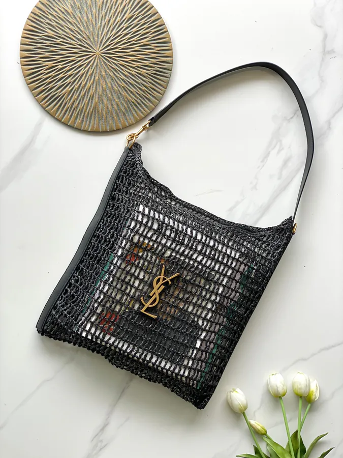 Lafayette Woven Black Gold Bucket Bag
