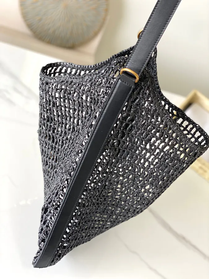Lafayette Woven Black Gold Bucket Bag