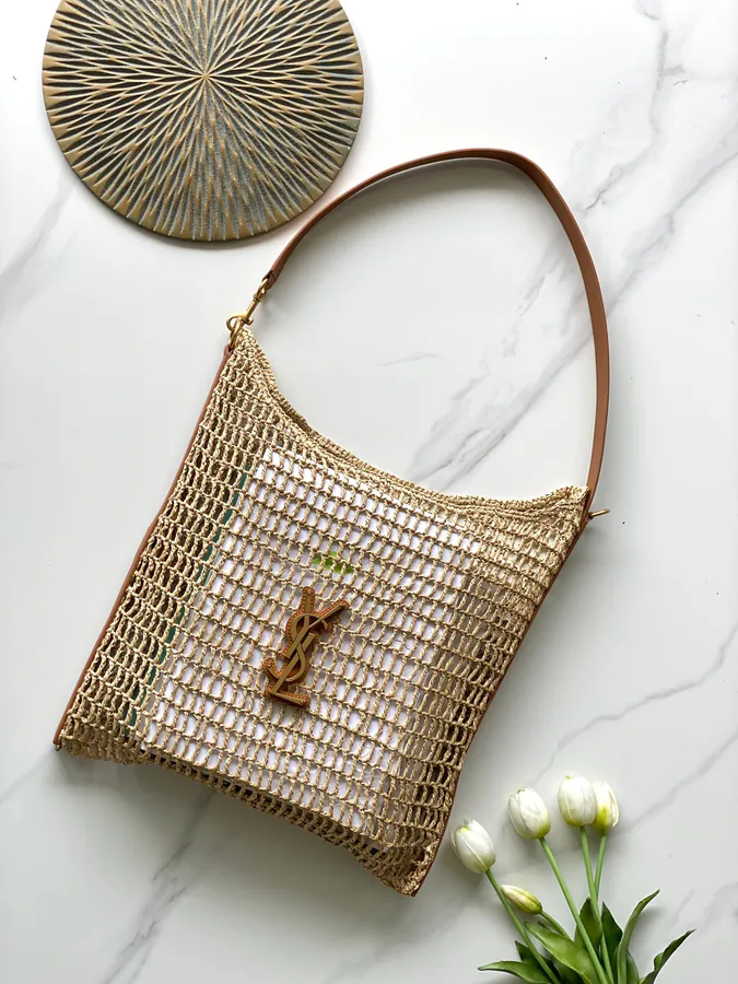 Oxalis Woven Palm Gold Shoulder Bag