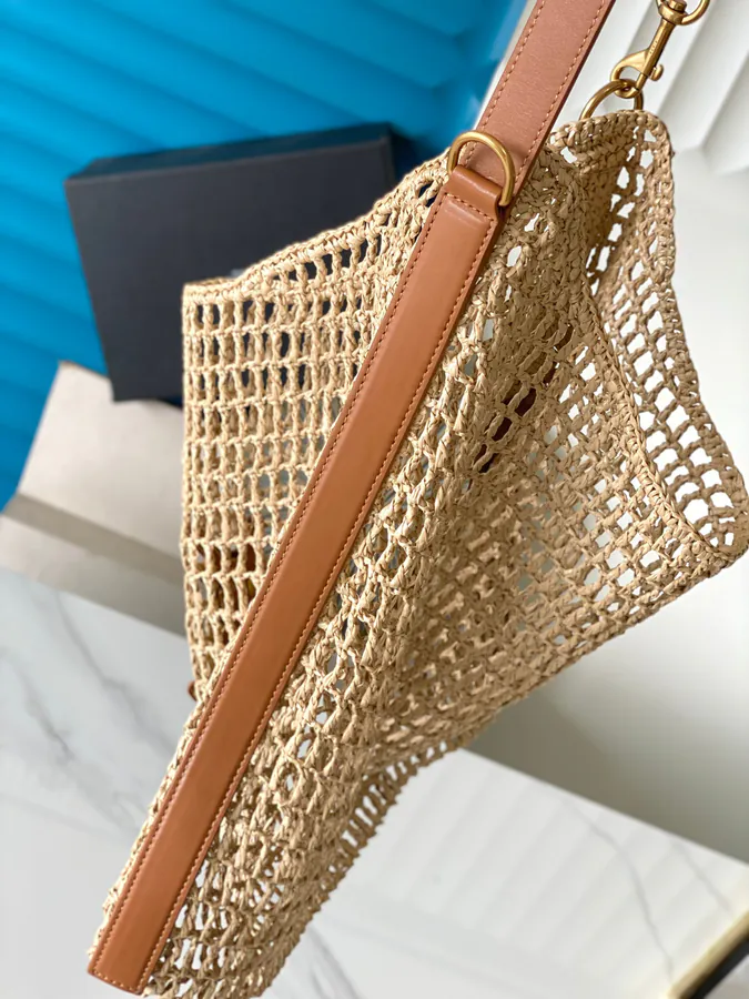 Oxalis Woven Palm Gold Shoulder Bag