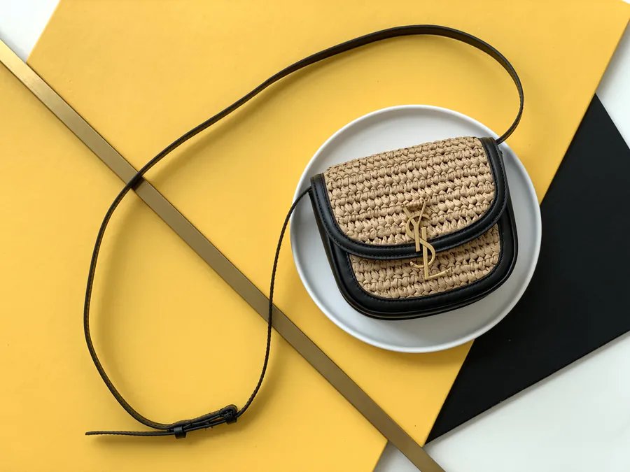 YSL Saia Small Grass Basket Handle Bag