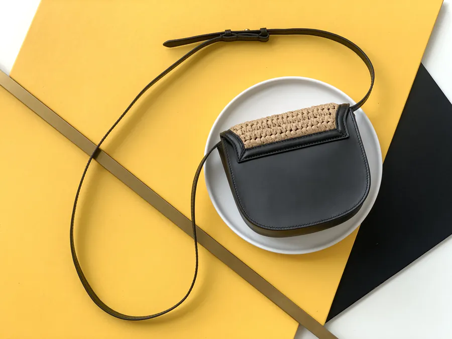 YSL Saia Small Grass Basket Handle Bag