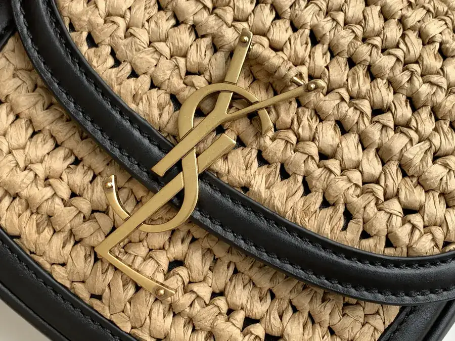 YSL Saia Small Grass Basket Handle Bag
