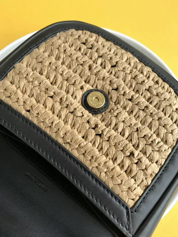YSL Saia Small Grass Basket Handle Bag