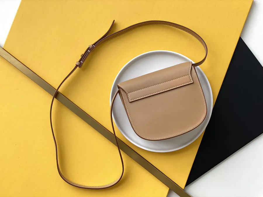 KAIA Small Vintage Style Bucket Bag in Grained Calfskin