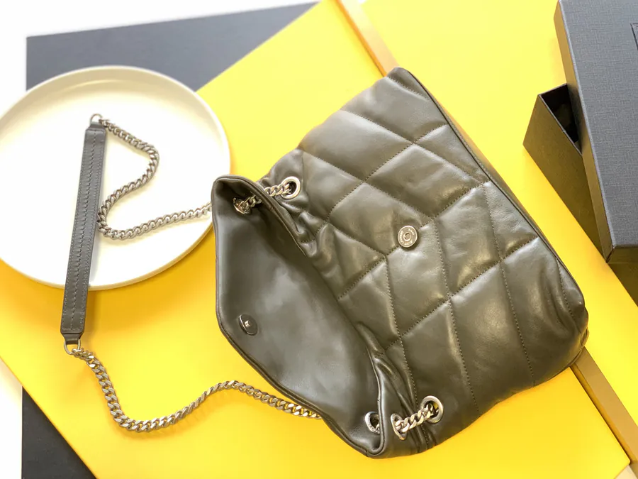 LOULOU PUFFER Gilded Calfskin Bag, Medium Size