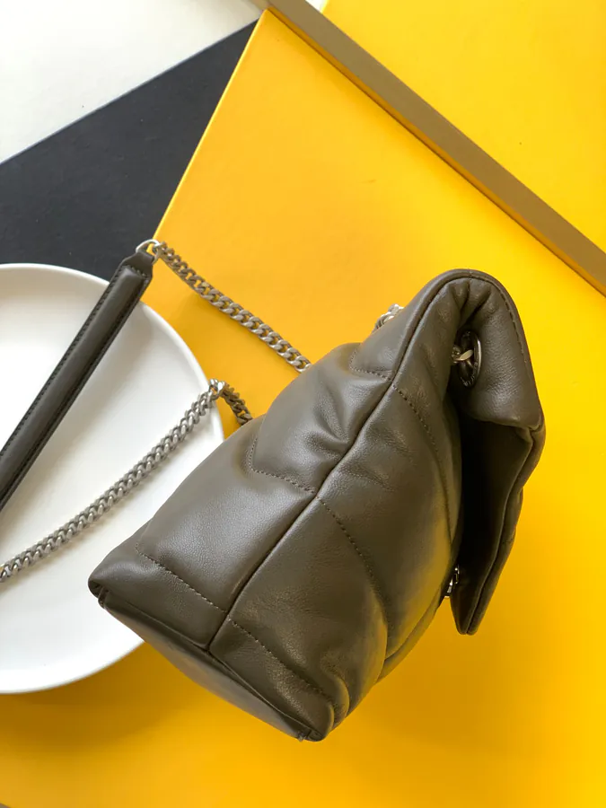 LOULOU PUFFER Gilded Calfskin Bag, Medium Size