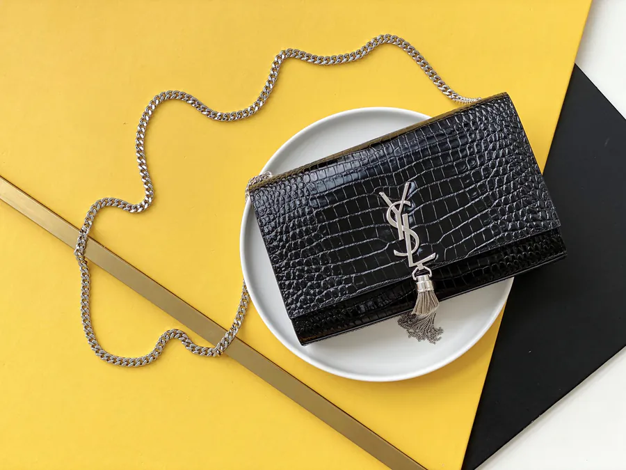 KATE Bucket Bag with Crocodile Texture and Tassels