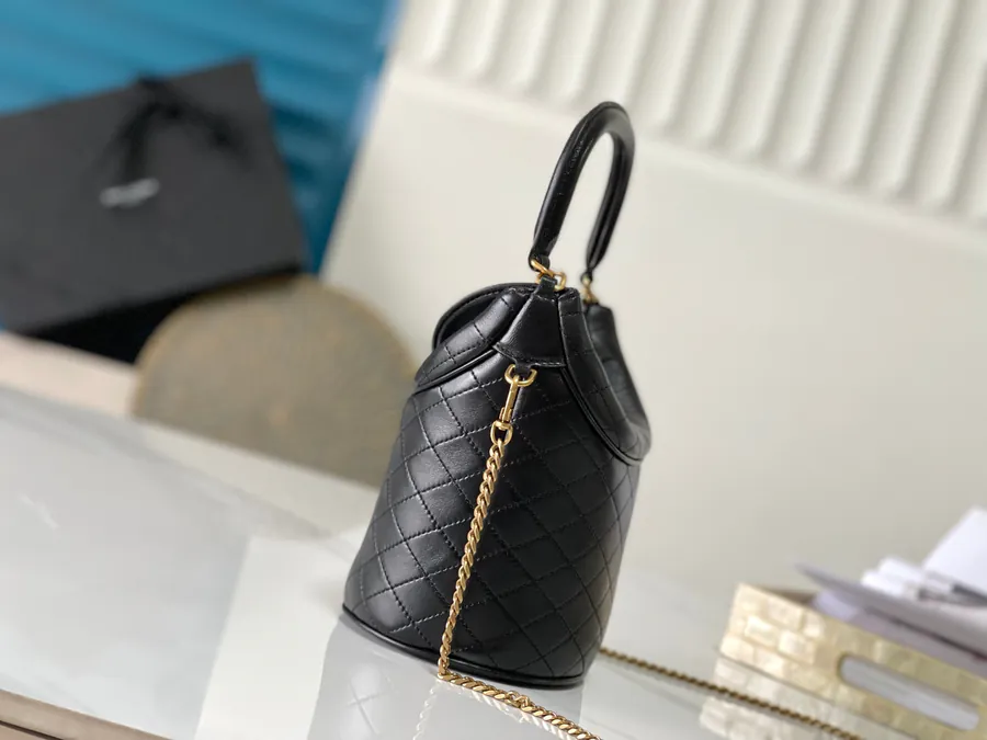 Gaby Mini Bucket Bag with Gold Logo