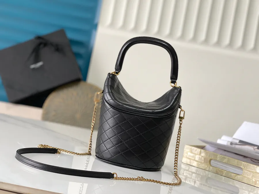 Gaby Mini Bucket Bag with Gold Logo