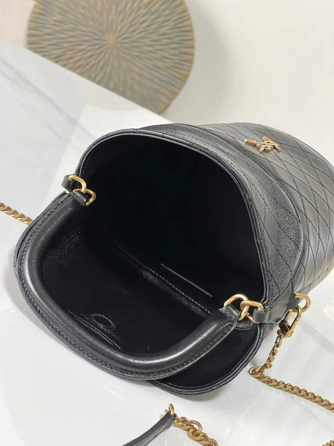 Gaby Mini Bucket Bag with Gold Logo