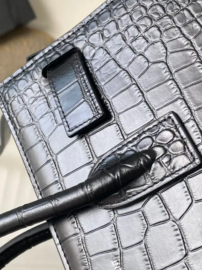 Sac de Jour Baby Size Black Grained Calfskin Crossbody Bag