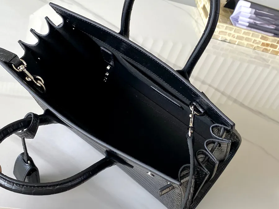 Sac de Jour Baby Size Black Grained Calfskin Crossbody Bag