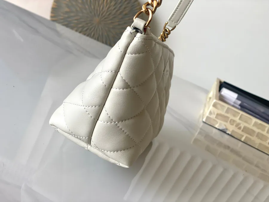 YSL 2023 New Grained Calfskin Zip Bucket Bag
