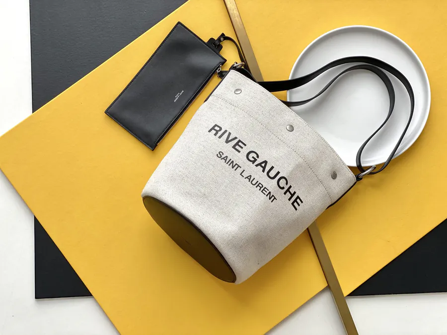 Rive Gauche French Linen Bucket Bag
