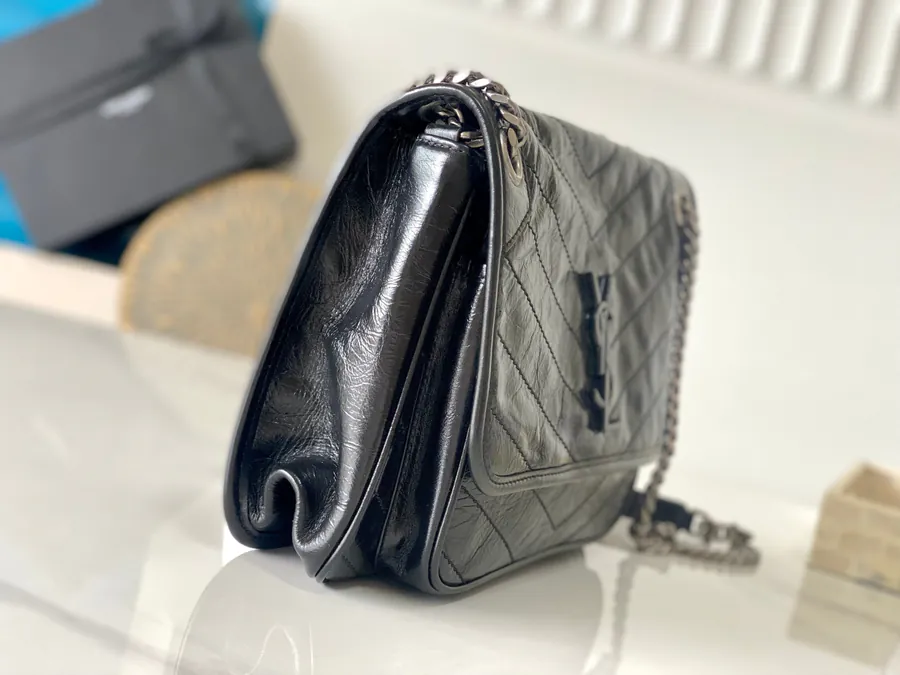 Niki Mini Bag with Black Silver Chain