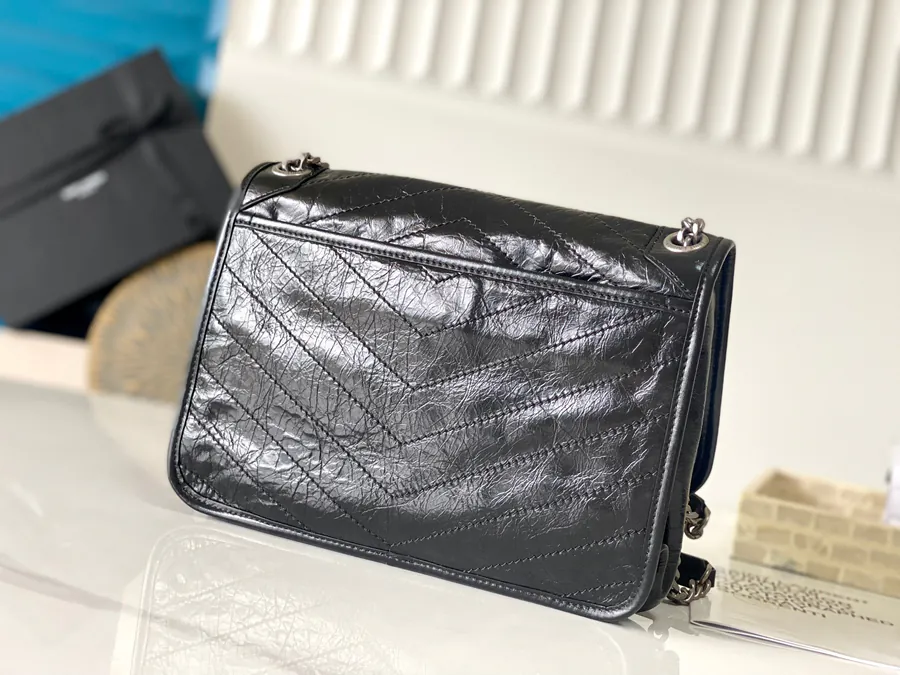 Niki Mini Bag with Black Silver Chain