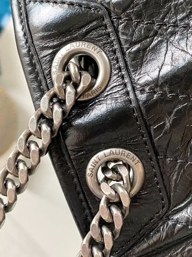 Niki Mini Bag with Black Silver Chain
