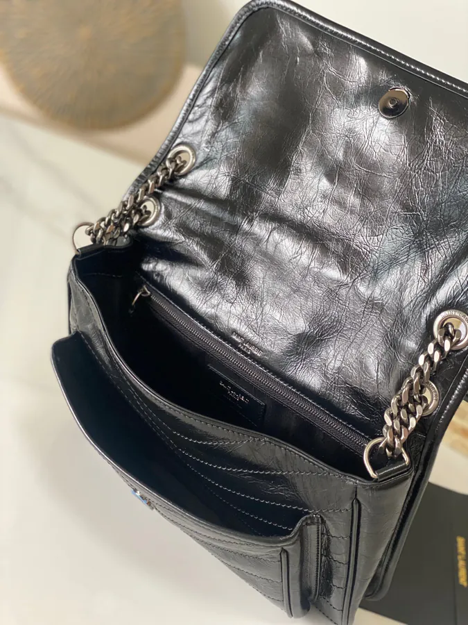 Niki Mini Bag with Black Silver Chain