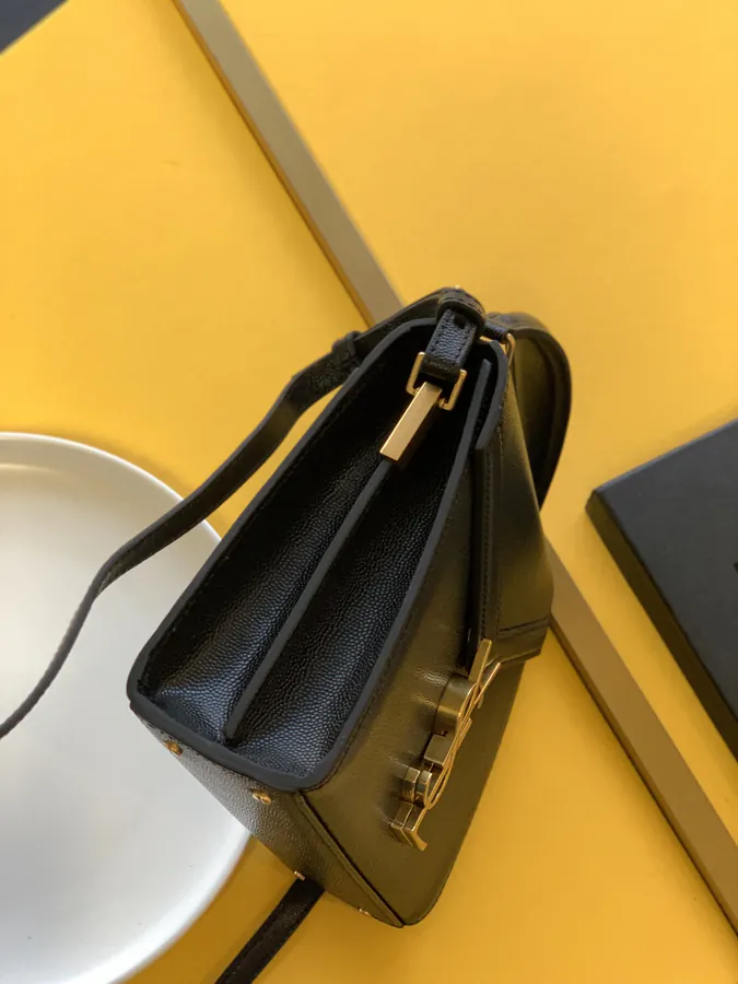 Cassandra Handbag Grained Calfskin Rotating Metal Clasp