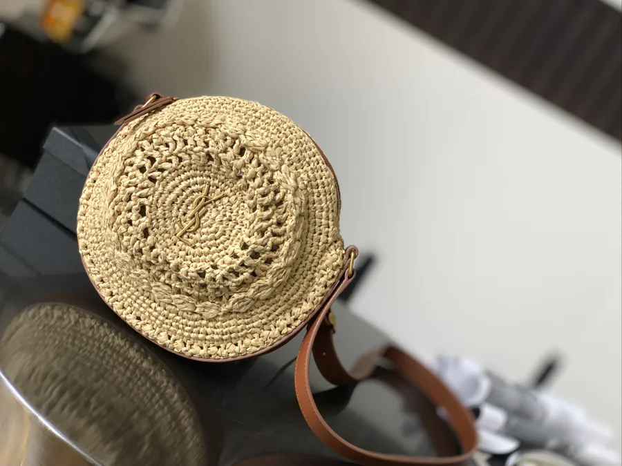 YSL Saint Laurent Grass Basket Bag with Hook Closure
