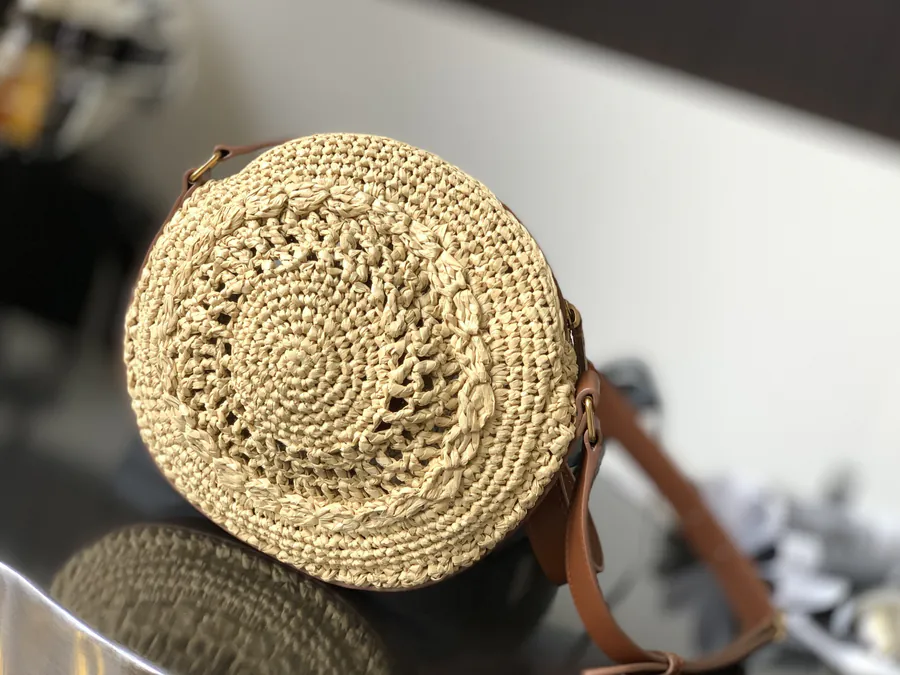 YSL Saint Laurent Grass Basket Bag with Hook Closure