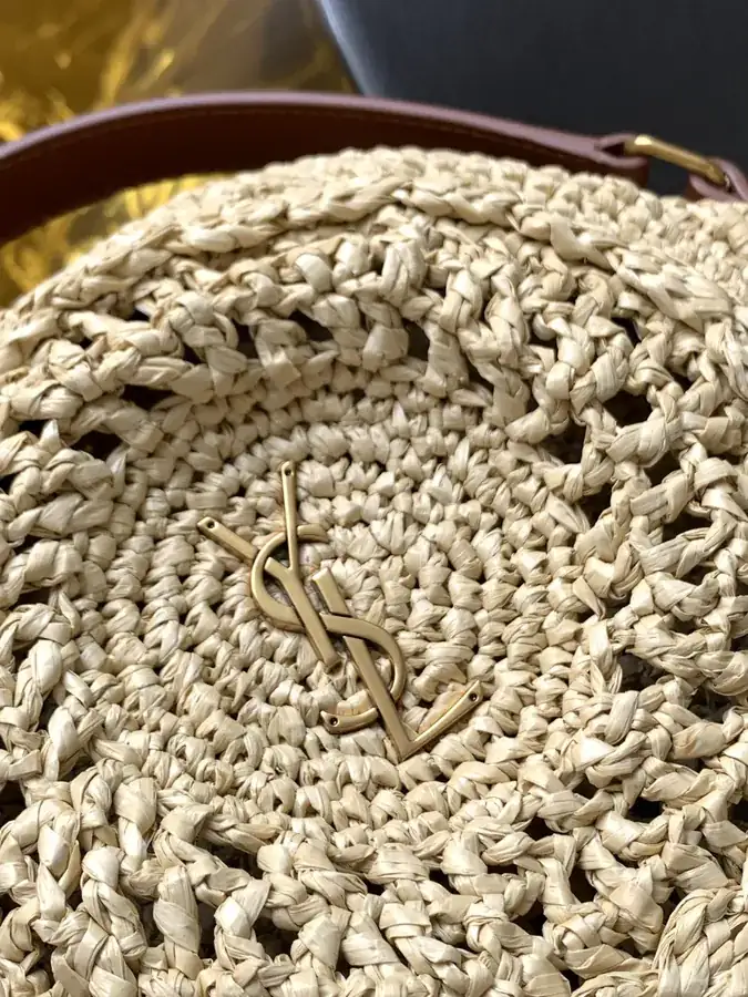YSL Saint Laurent Grass Basket Bag with Hook Closure