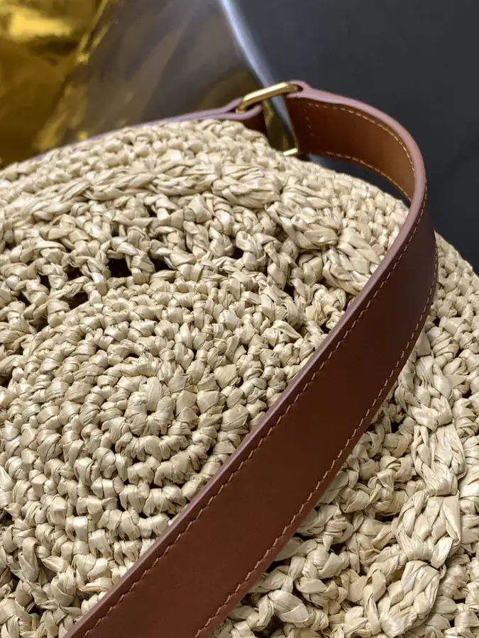 YSL Saint Laurent Grass Basket Bag with Hook Closure