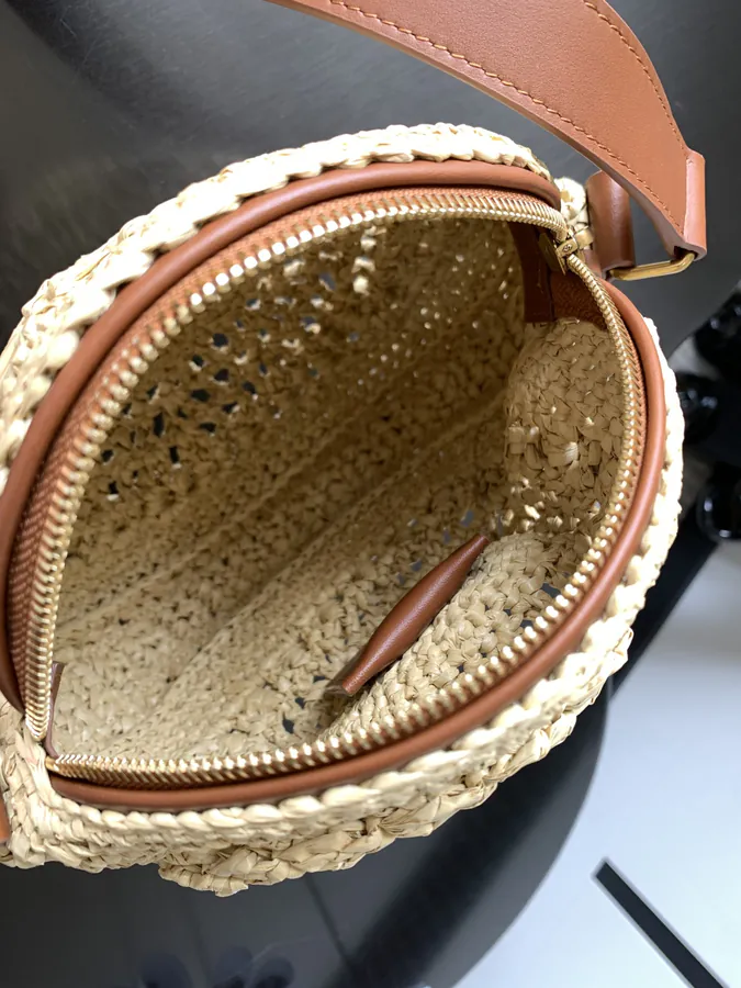 YSL Saint Laurent Grass Basket Bag with Hook Closure