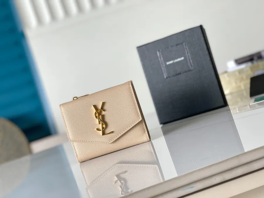 YSL 2024 New Wallet with Classic Logo, Grained Calfskin