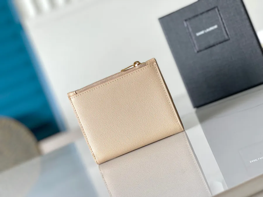 YSL 2024 New Wallet with Classic Logo, Grained Calfskin
