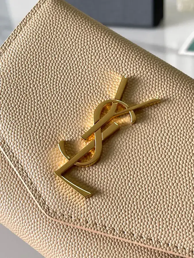 YSL 2024 New Wallet with Classic Logo, Grained Calfskin