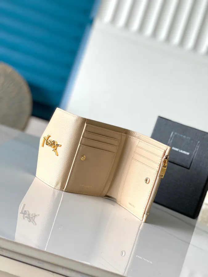 YSL 2024 New Wallet with Classic Logo, Grained Calfskin