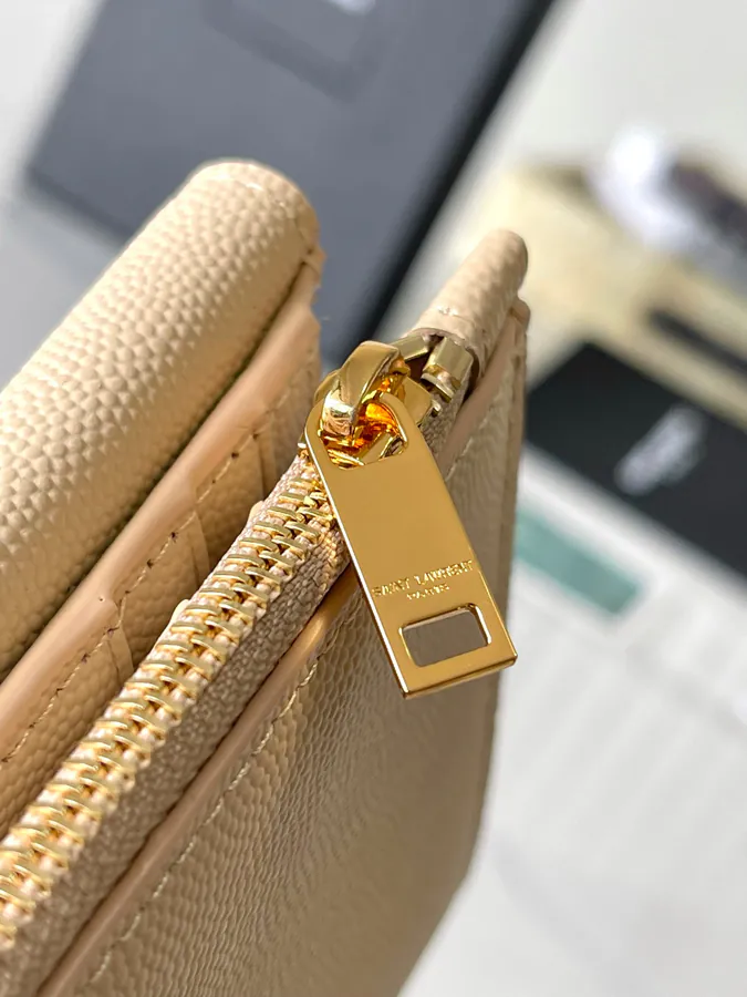YSL 2024 New Wallet with Classic Logo, Grained Calfskin