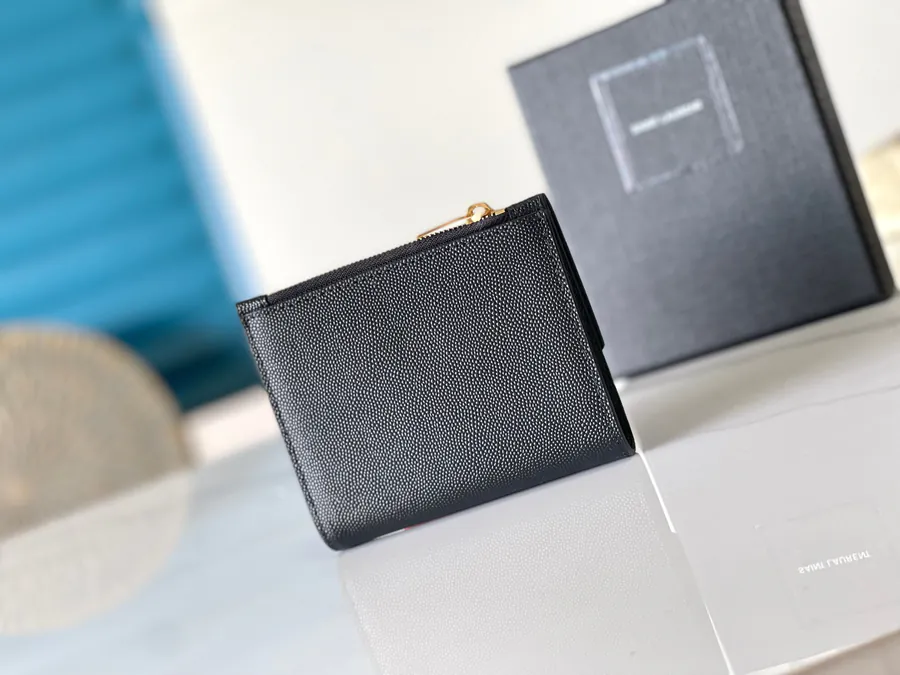 YSL 2024 New Wallet with Classic Logo, Grained Calfskin