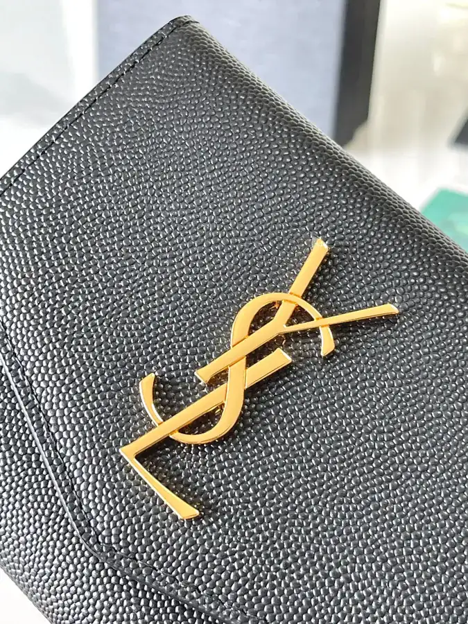 YSL 2024 New Wallet with Classic Logo, Grained Calfskin