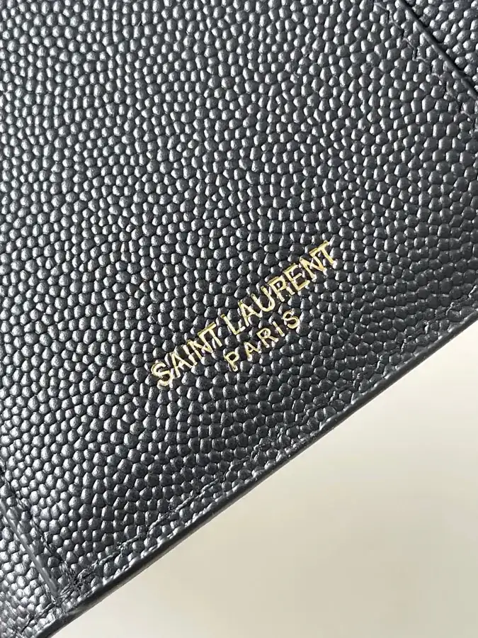 YSL 2024 New Wallet with Classic Logo, Grained Calfskin