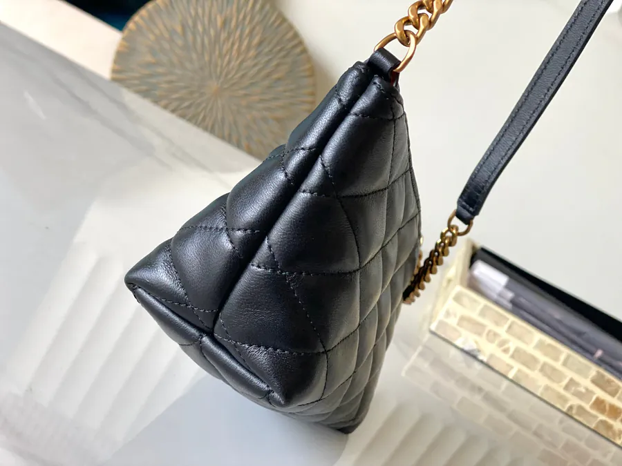 YSL 2023 New Grained Leather Zip Shoulder Bag