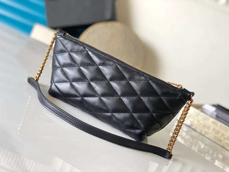 YSL 2023 New Grained Leather Zip Shoulder Bag