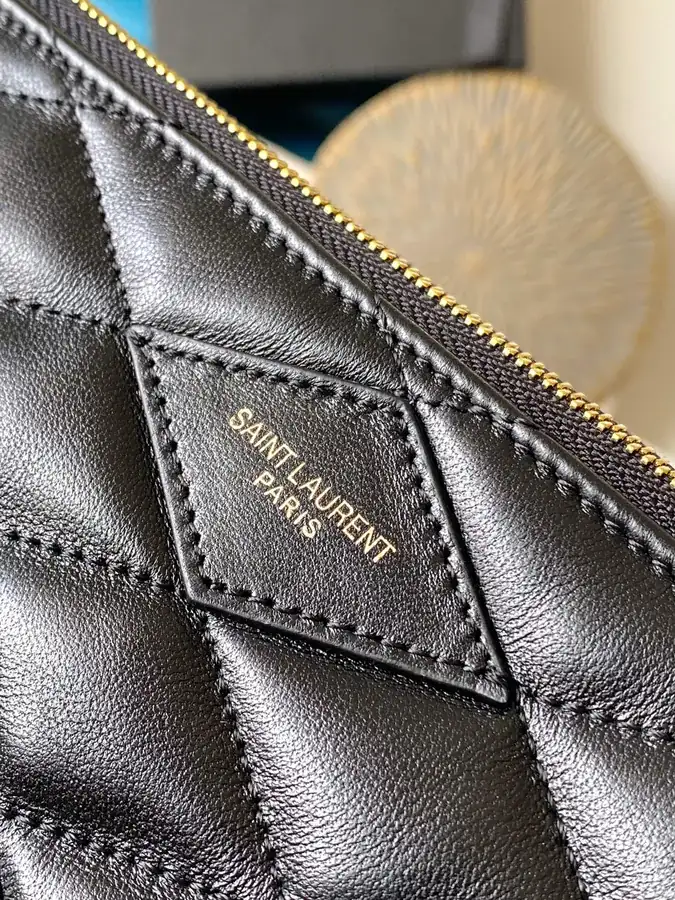 YSL 2023 New Grained Leather Zip Shoulder Bag