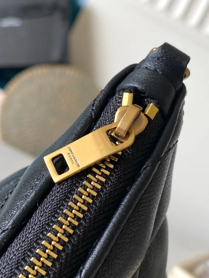 YSL 2023 New Grained Leather Zip Shoulder Bag