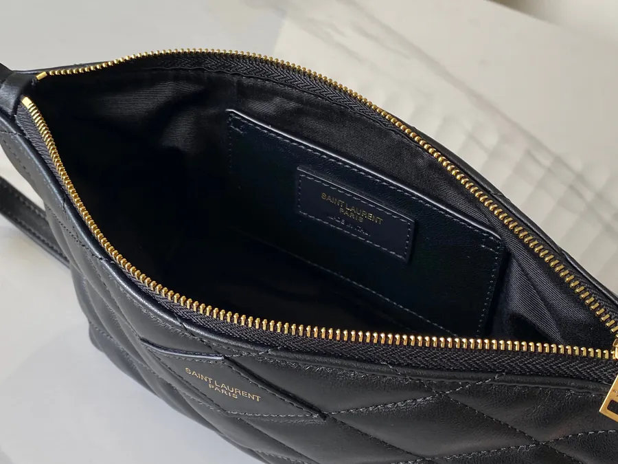 YSL 2023 New Grained Leather Zip Shoulder Bag