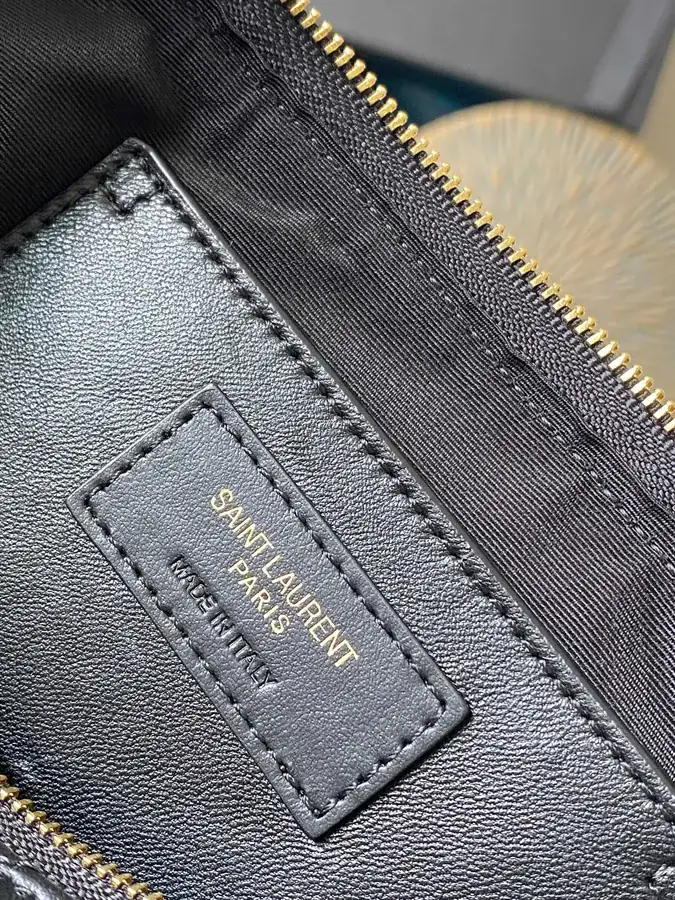 YSL 2023 New Grained Leather Zip Shoulder Bag